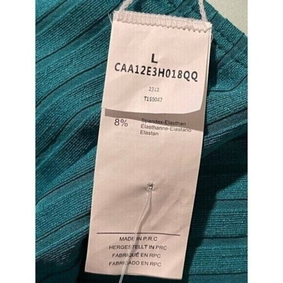 CUPSHE Women One Piece Swimsuit Large Green Ribbed Front Keyhole High Neck Cheek - Picture 7 of 8